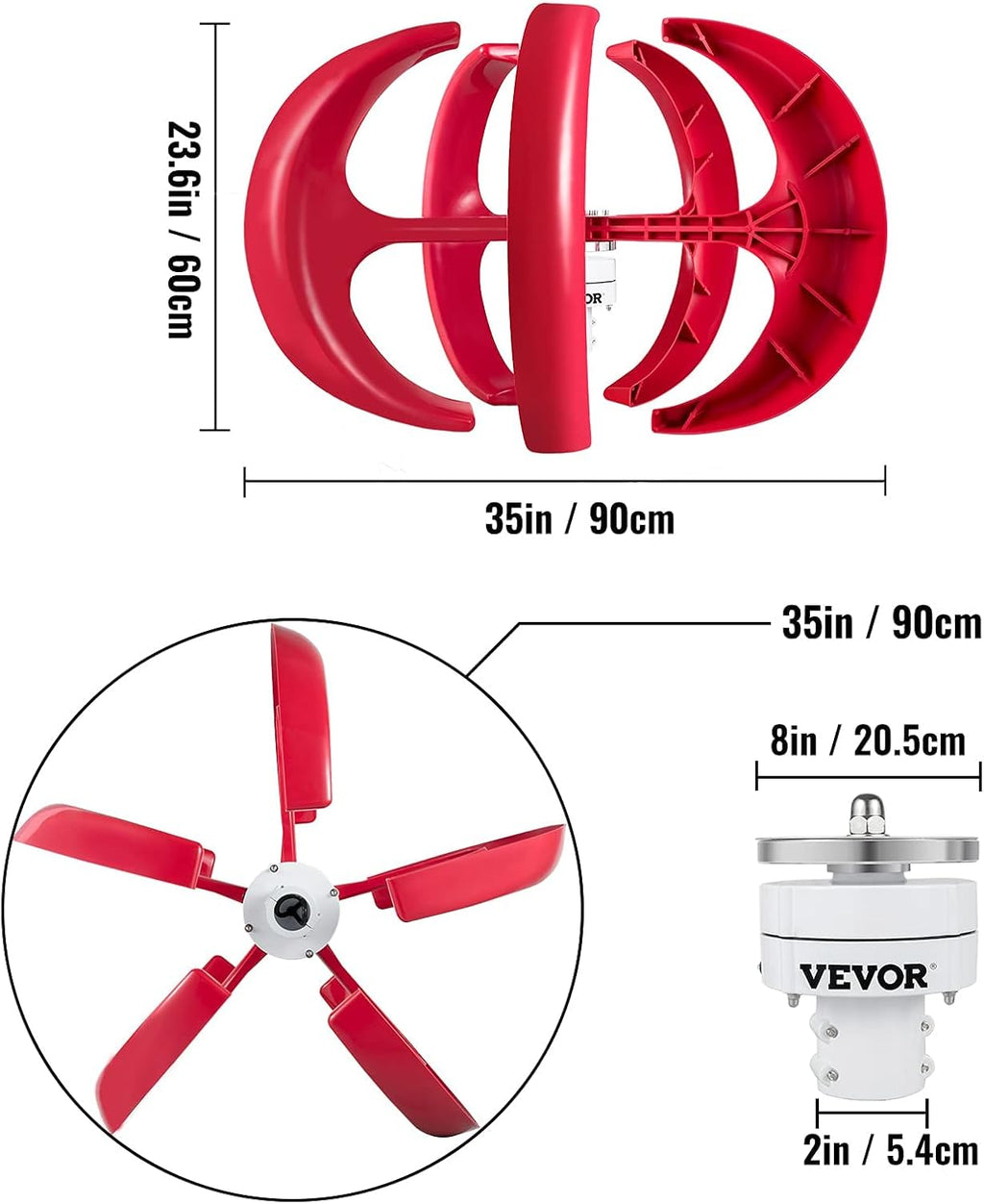 35 Wind Wheel Diameter Vertical Axis Wind Turbine J74609