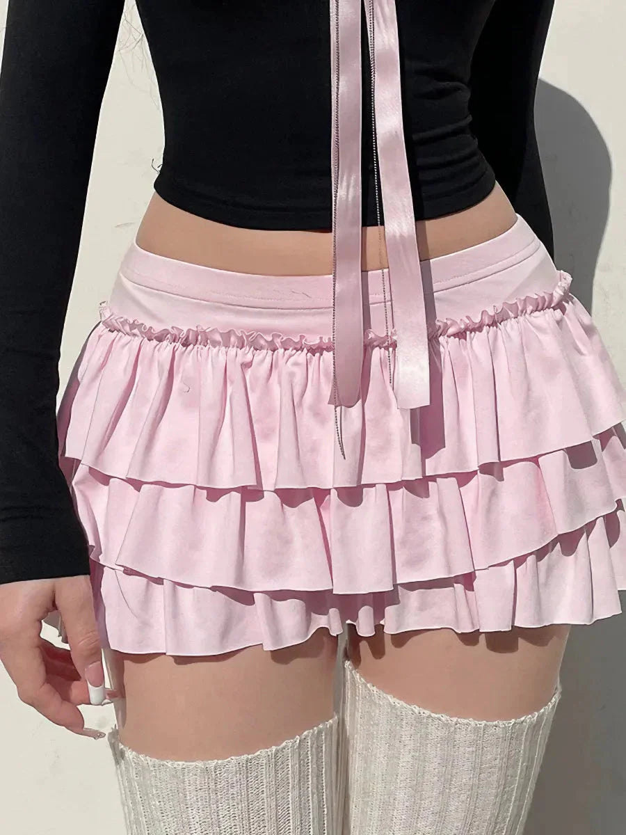 Pink Ruffled Mini Skort Q432657