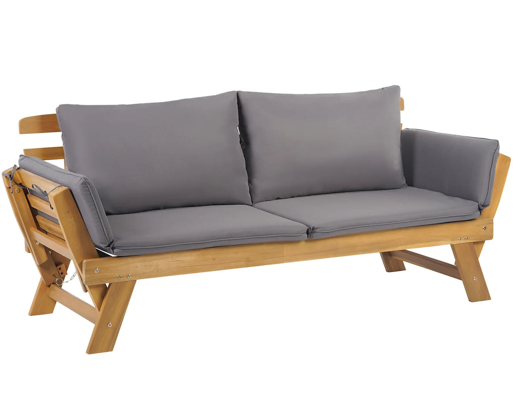 Gray Outdoor Couch Daybed with Cushion and Pillow N413868
