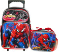 Black Red Blue Rolling School Backpack with Lunch Bag A9461