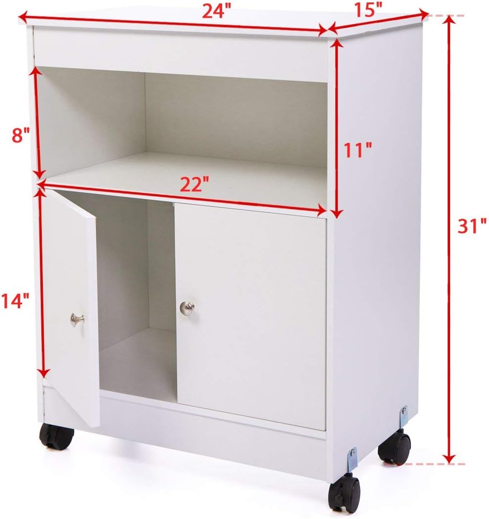 White Pack of 2 Microwave Kitchen Cart with Storage K90885