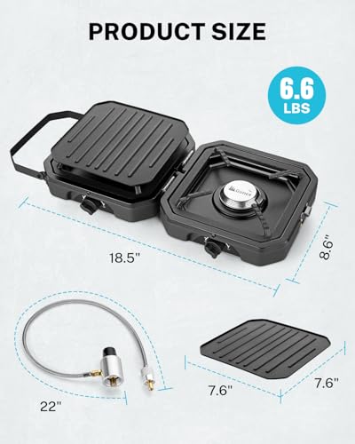 2 Burner Propane Camping Stove with Griddle & Grates Q971