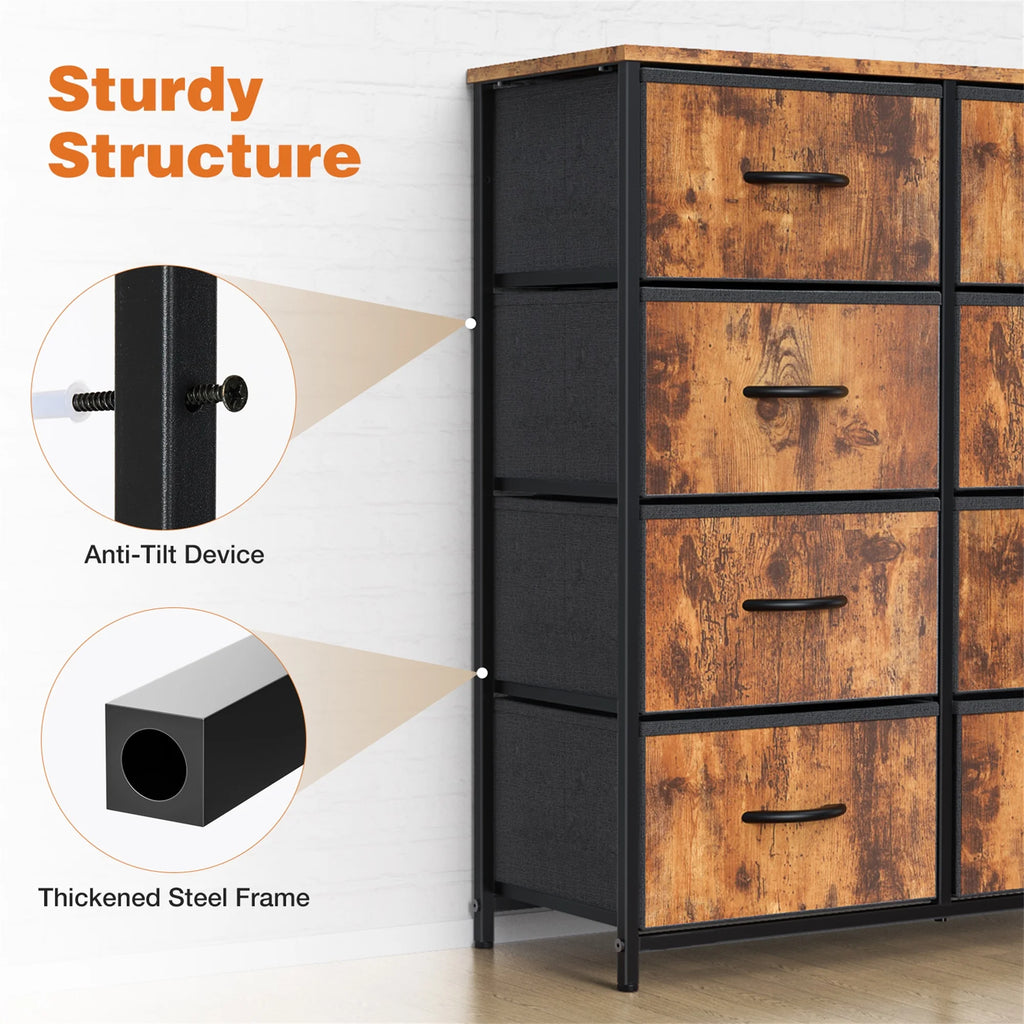 Brown 8 Fabric Drawer Dresser TV Stand C893548