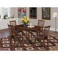 5 Pieces Real Wood Dining Table Set with 4 Faux Leather Seat Chairs J86048