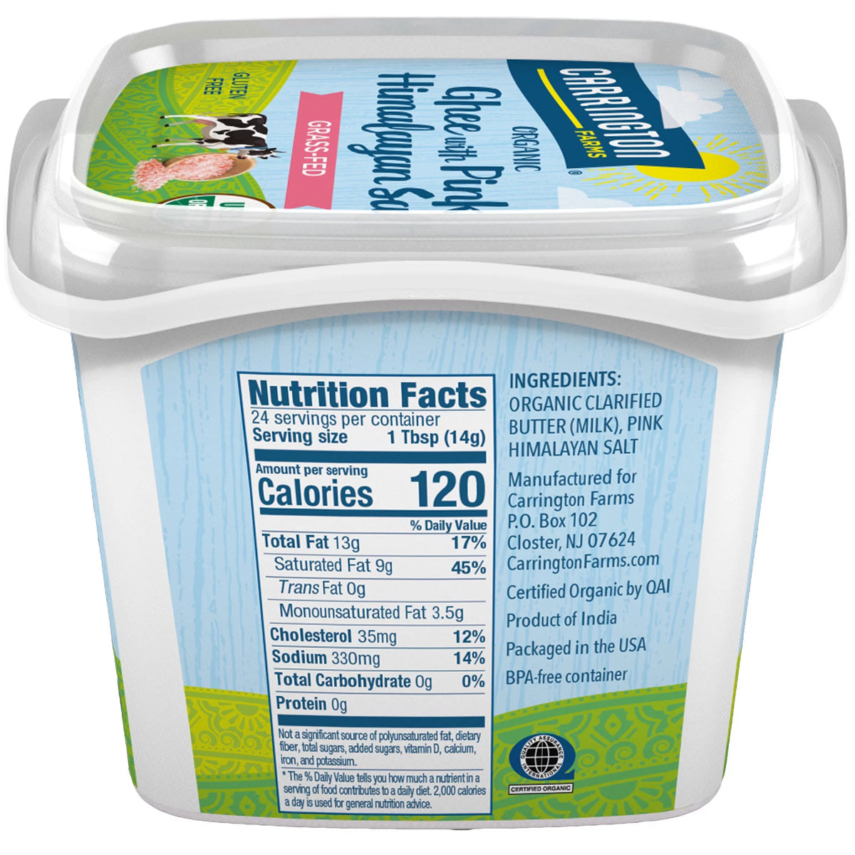 USDA Organic Grass Fed Ghee with Himalayan Salt 12oz Z33185