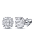 Mens Round Diamond Cluster Earrings 1/2 Cttw N878