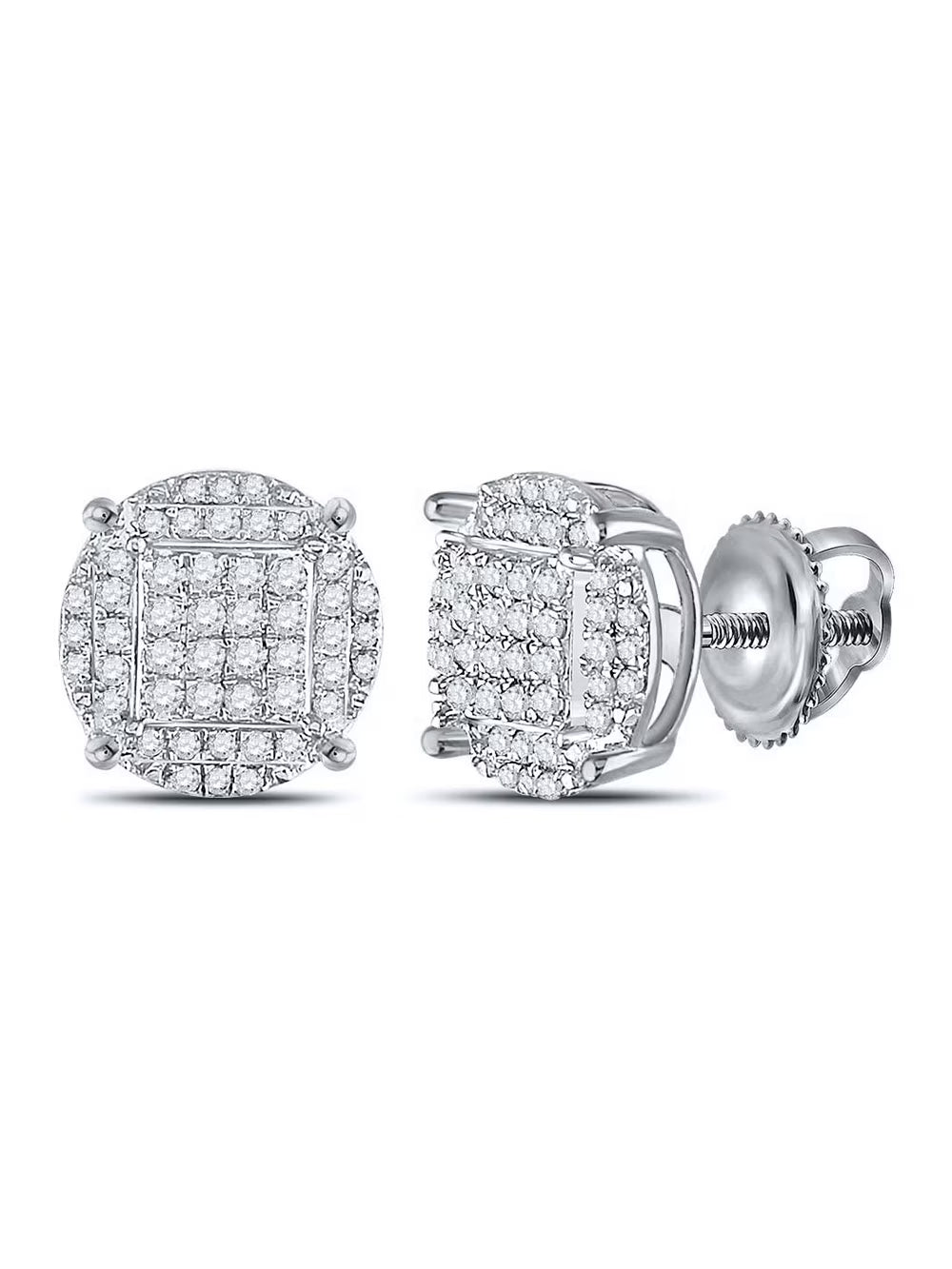 Mens Round Diamond Cluster Earrings 1/2 Cttw N878