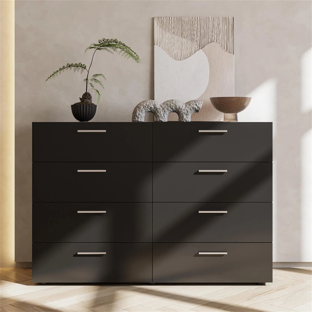 Black 6 Drawer Wood Dresser M543