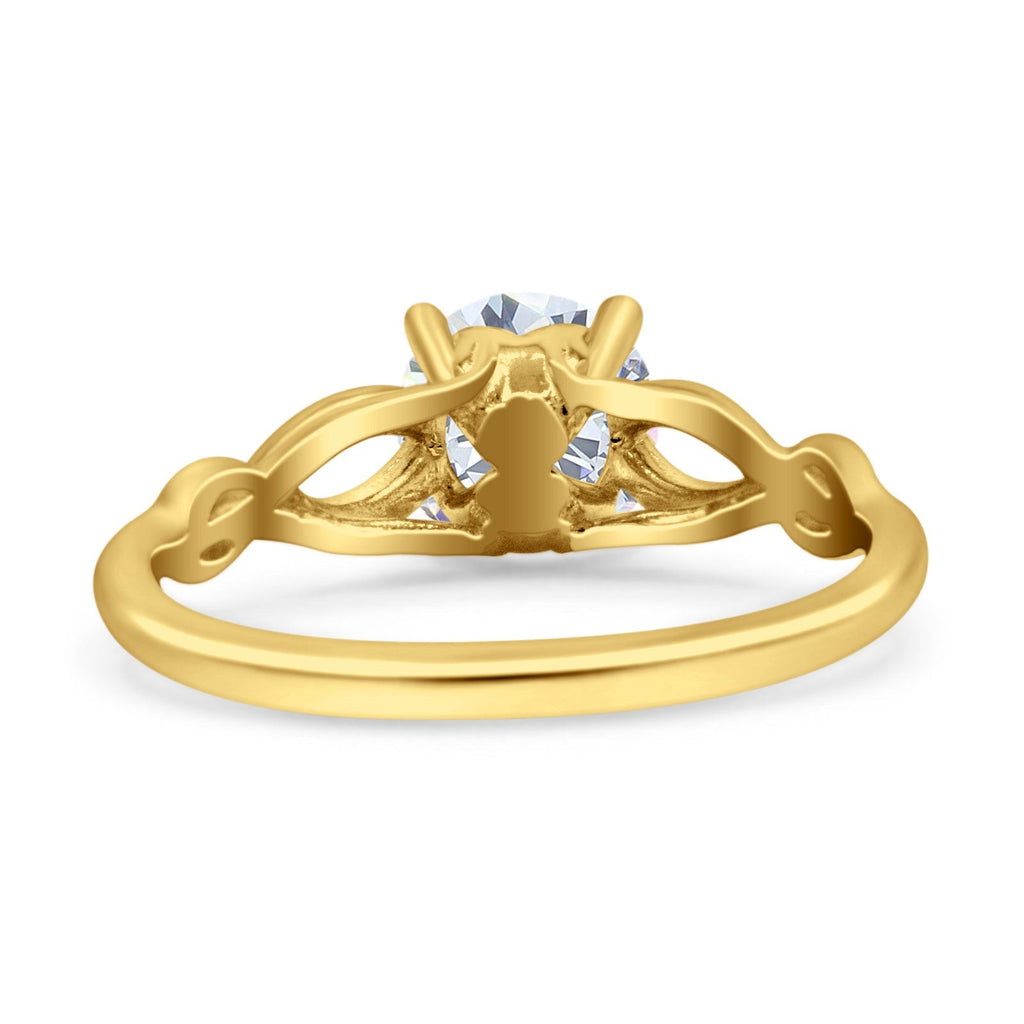 14K Gold Round Solitaire Celtic Ring Size 6 Z626