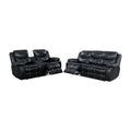 2-Piece Power Recliner Sofa and Loveseat Set in Black Faux Leather K4823