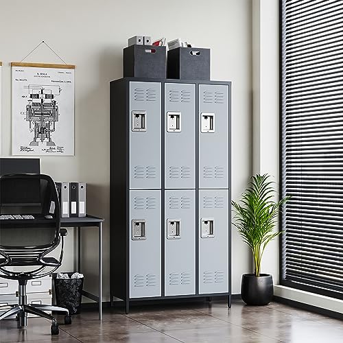 3 Door Metal Storage Locker with Shelves and Lock T6925