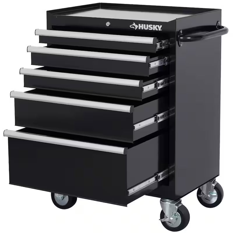 27 in. W 5-Drawer Gloss Black Rolling Tool Cabinet K22685