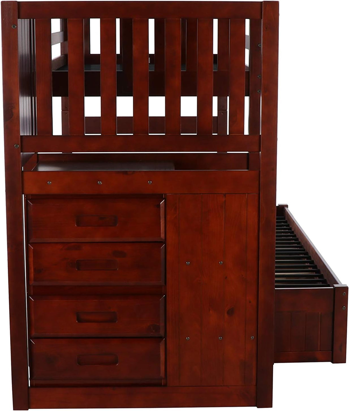 Twin Over Full Staircase Bunk Bed with 3 Drawers in Merlot Finish R724799