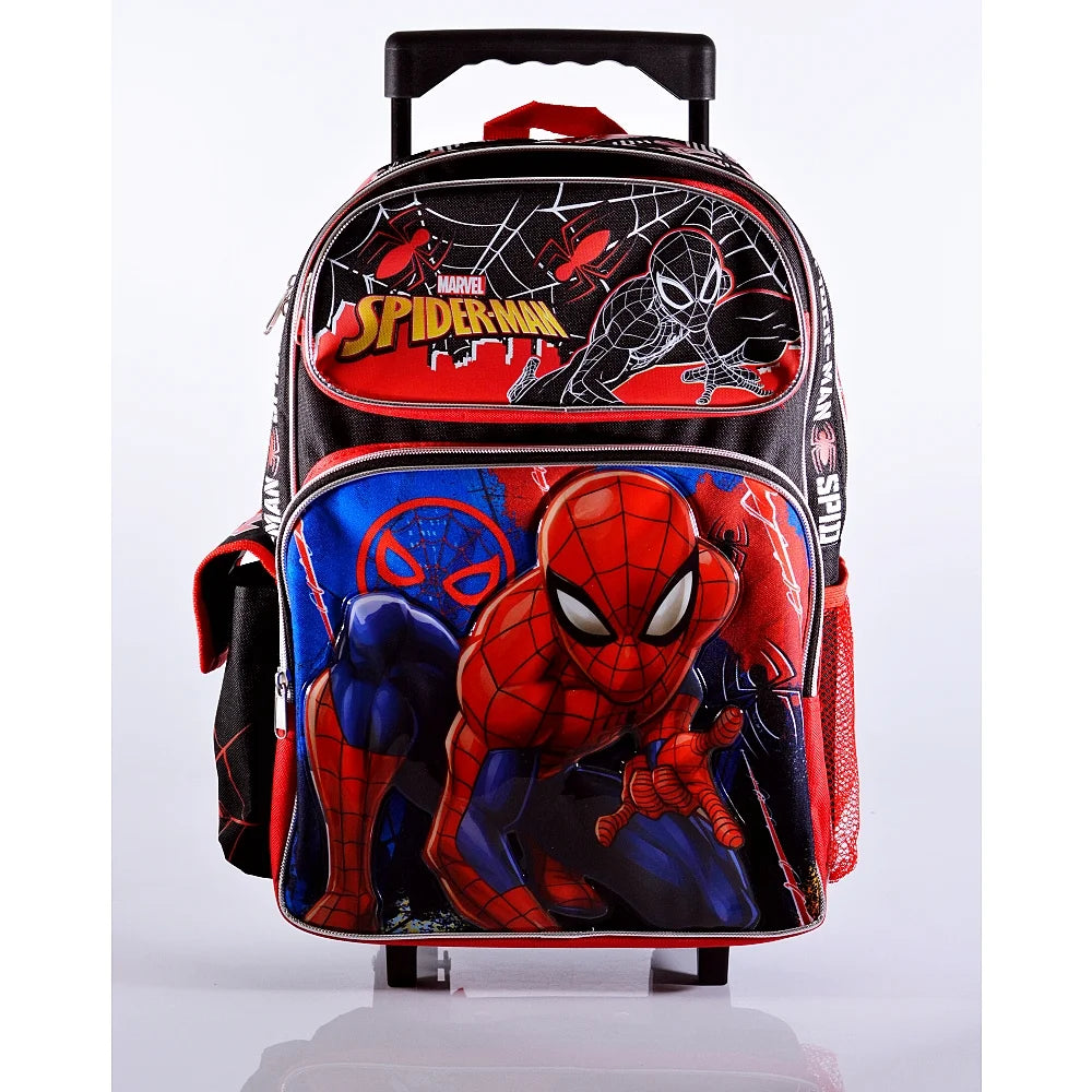 Black Red Blue Rolling School Backpack with Lunch Bag A9461