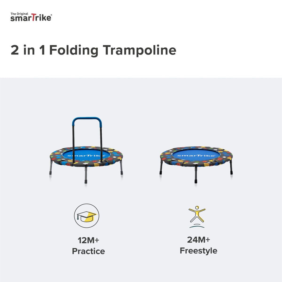 36-inch Indoor Folding Trampoline with Handlebar T486588