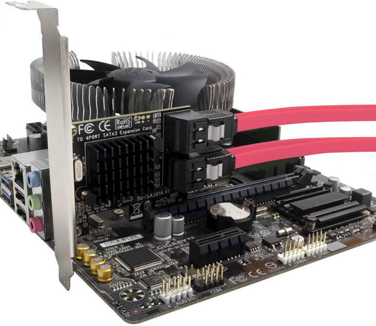 SATA Card 4 Port PCI Express Controller with Low Profile Bracket I26196