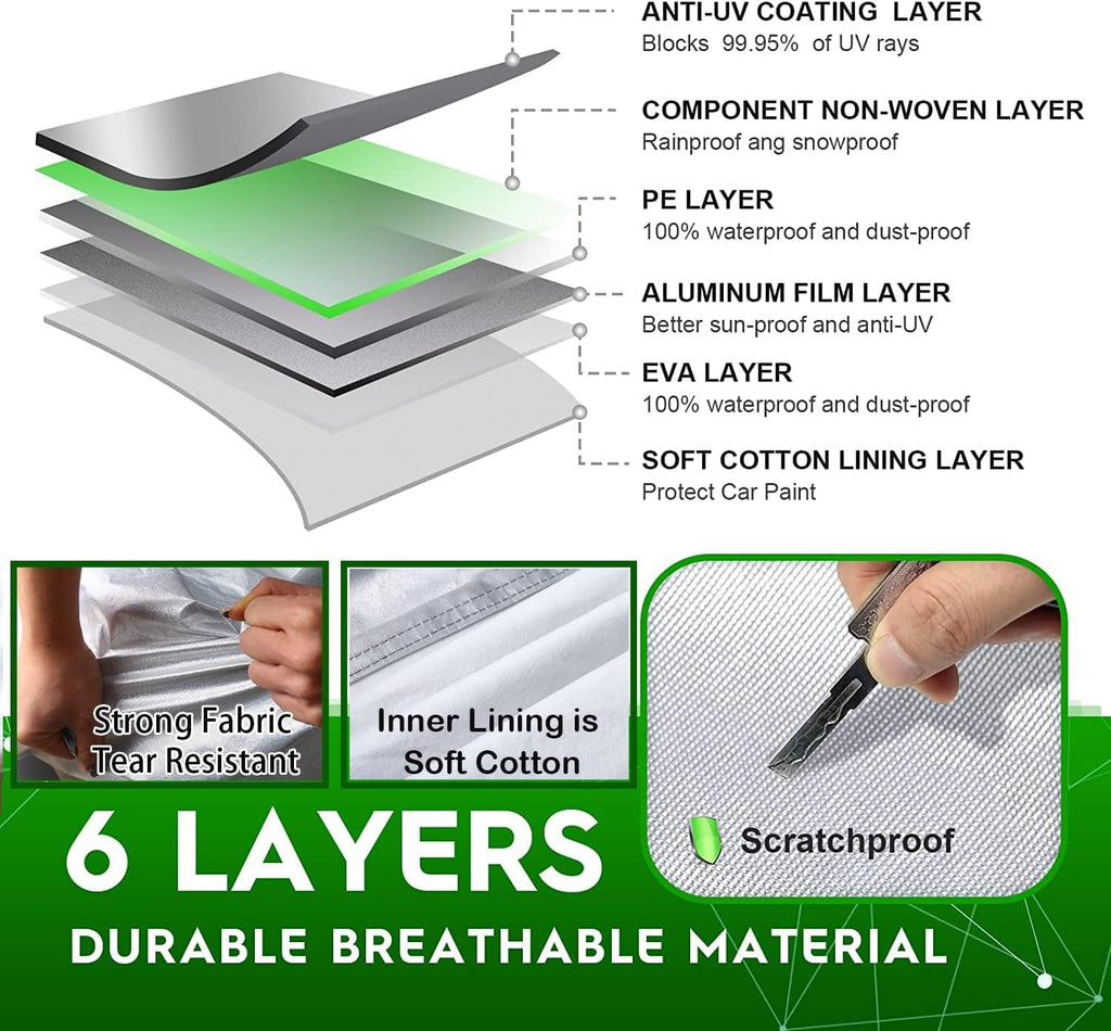 6 Layers Waterproof All Weather Car Cover with Zipper X56764
