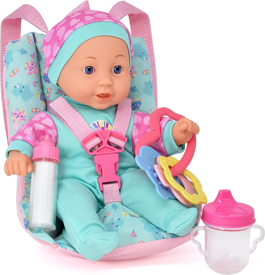 12 Inch Soft Body Black Baby Doll Travel Set with Booster Seat Carrier Z121