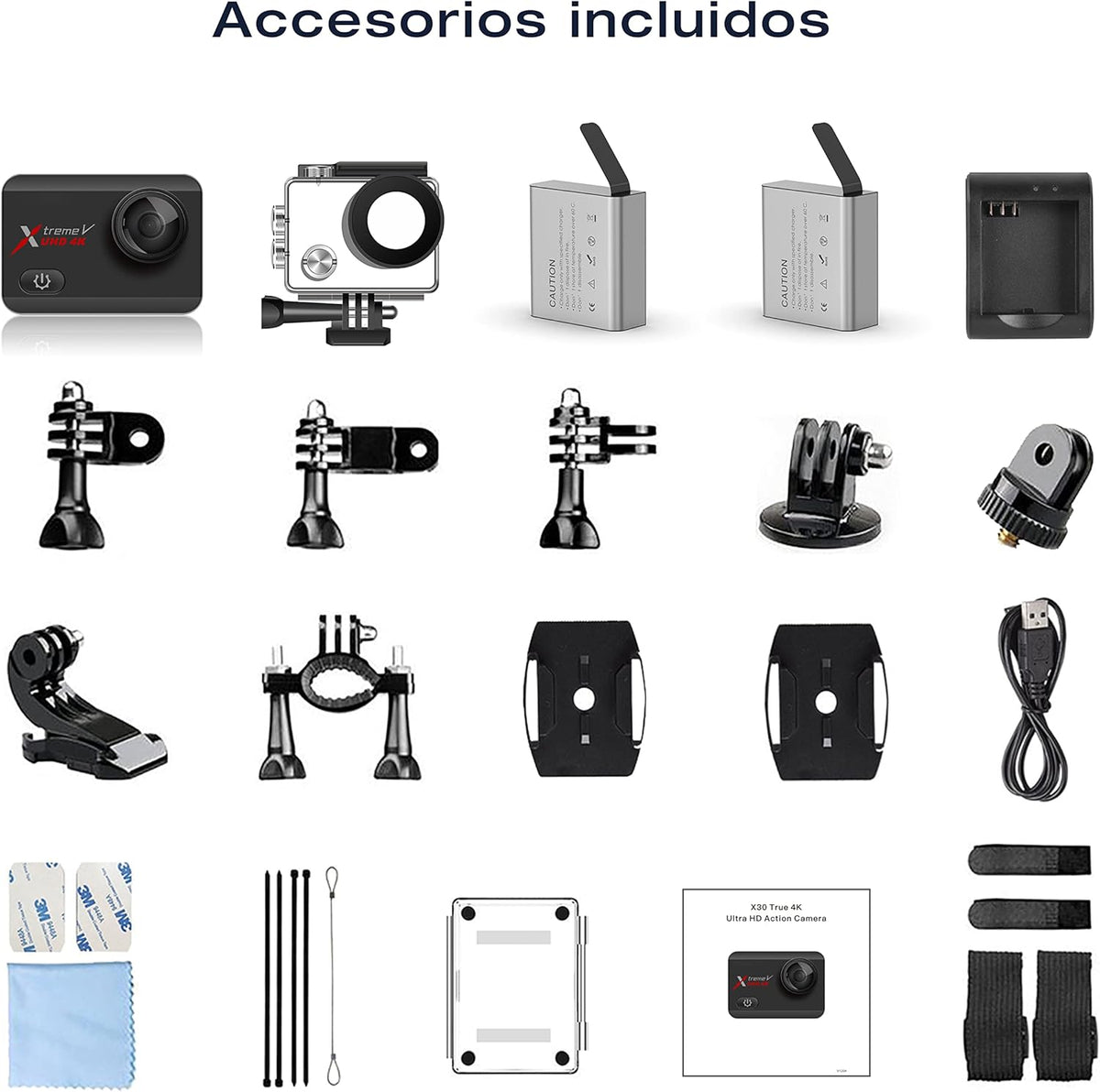 4K 60FPS 20MP Waterproof Action Camera with Touch Screen and 2 Batteries N778806