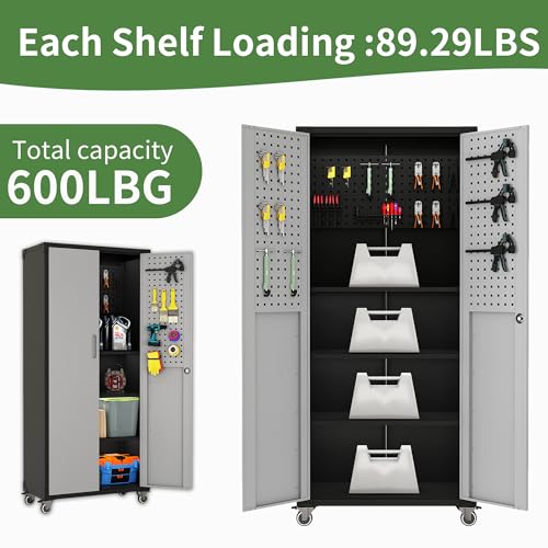 Metal Garage Storage Cabinet with Wheels Y1673