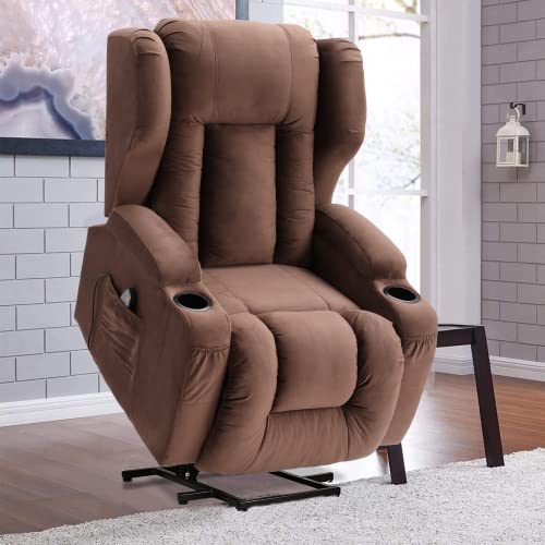 Velvet Electric Lift Recliner Chair with Massage and Heat, USB Ports, 2 Cup Holders U50793
