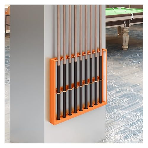 Wall Mount Metal Pool Cue Rack with Double Layer U-Shaped Slots C136058