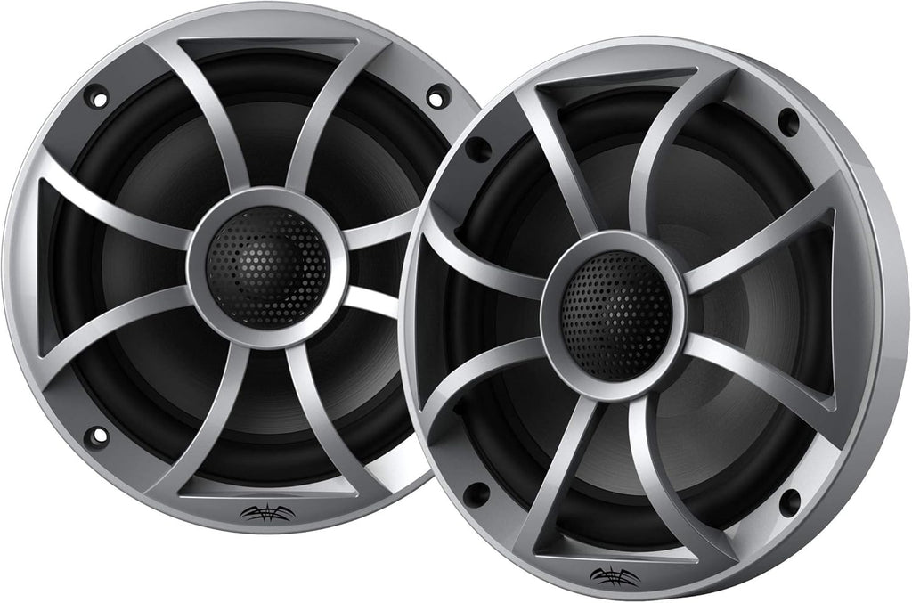 Marine AM/FM/BT Stereo with 1 Pair 6.5" Marine Coaxial Speakers, Silver Grill P2239