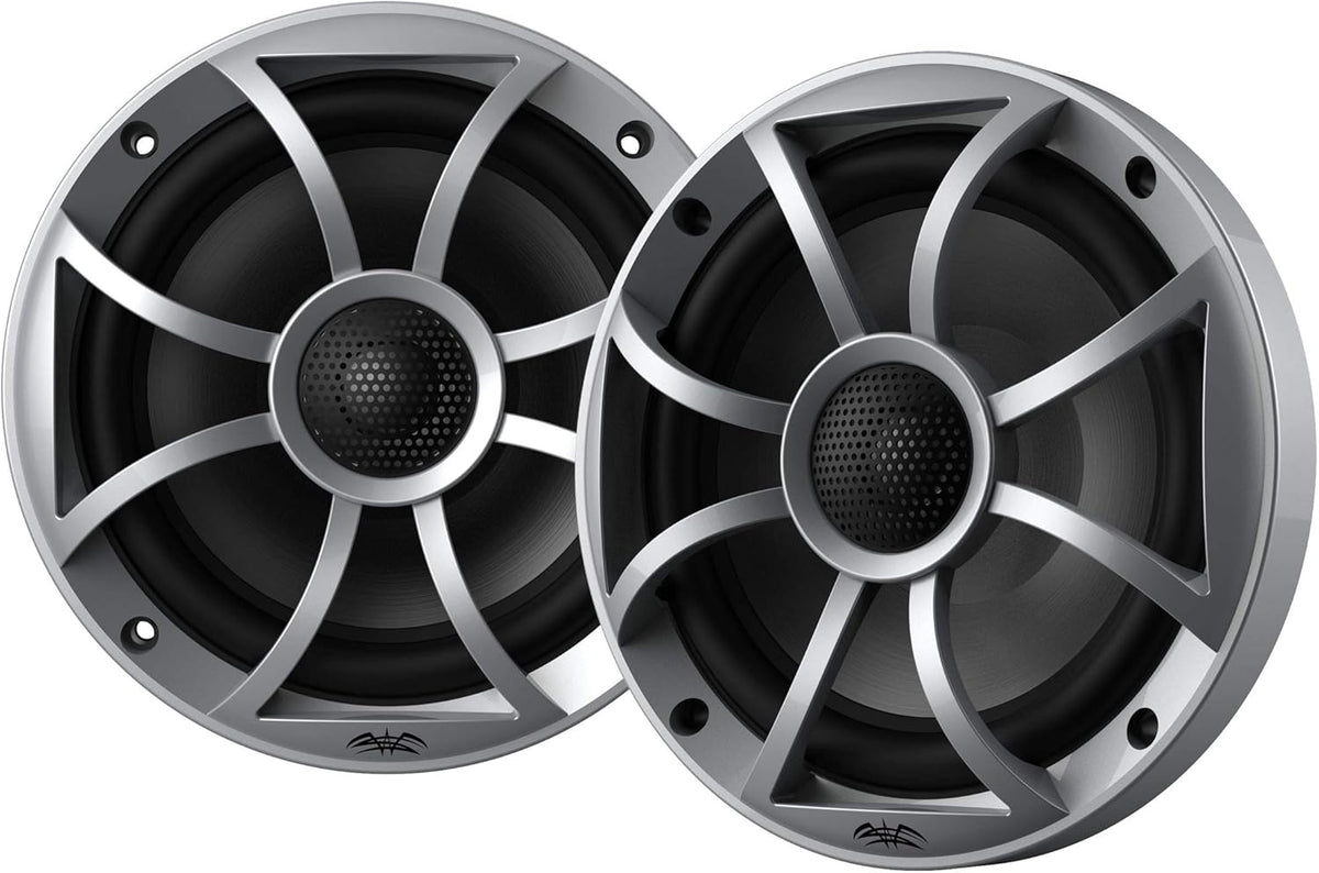 Marine AM/FM/BT Stereo with 1 Pair 6.5" Marine Coaxial Speakers, Silver Grill P2239