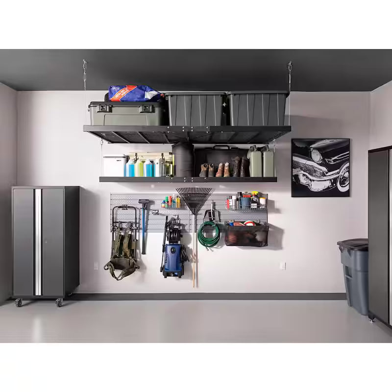2 ft. x 8 ft. Black Garage Wall Shelving 2-Pack P34859