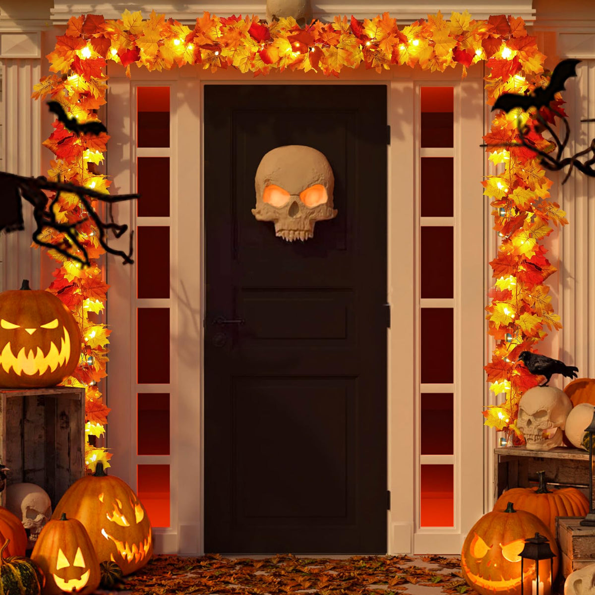 Maple Leaves Garland with Lights F2164