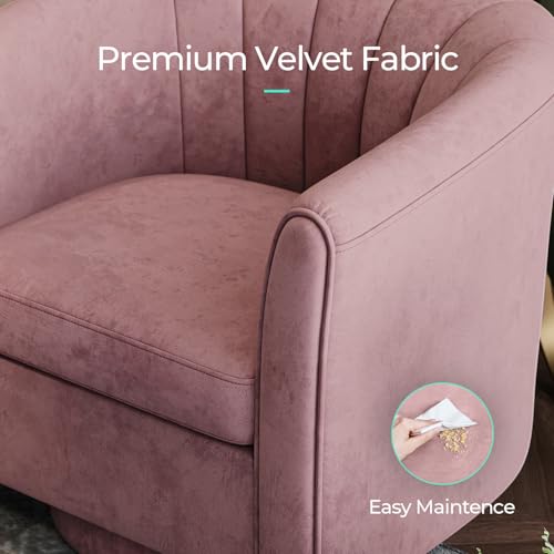 Yellow Velvet Swivel Accent Chair with Ottoman O68995