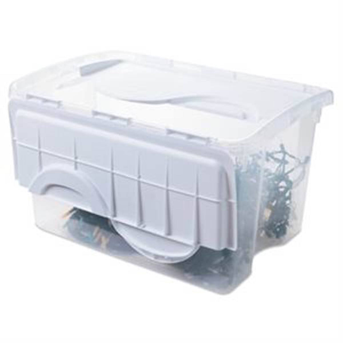 48 Quart Clear Hinged Plastic Storage Container 6 Pack F810