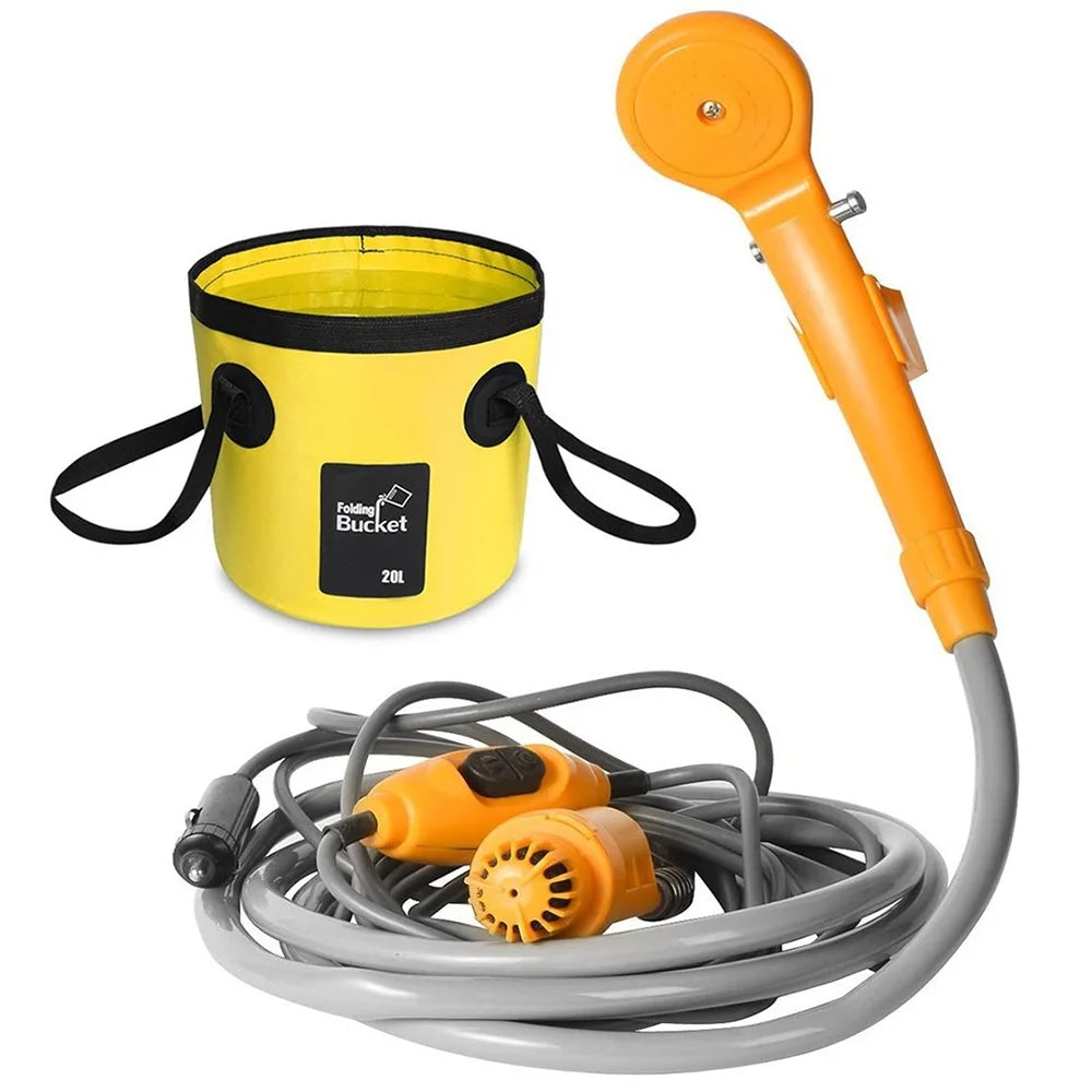 Camping Shower Electric Outdoor Folding Bucket Kit Q64973