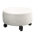 Red Leather Rolling Ottoman Stool with Wheels A5318