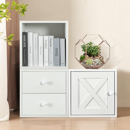 Pure White-Washed Wood Storage Cubes C683