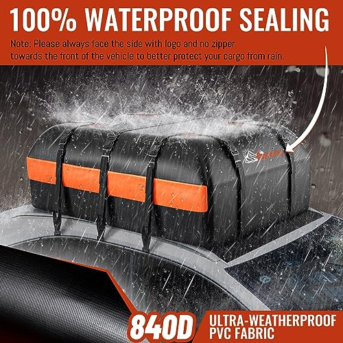 21 Cubic Feet Waterproof 840D Car Roof Bag with Anti-Slip Mat E588332