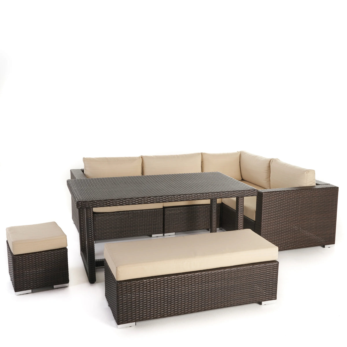 7 Piece Wicker Dining Sofa Set with Cushions T280010