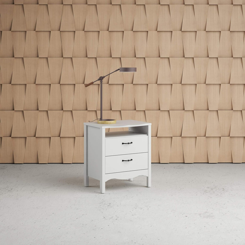 White 2 Drawer Nightstand T699