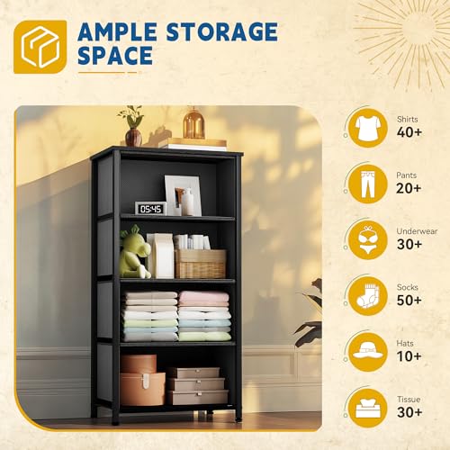 4 Drawer Fabric Dresser with Wooden Top K93132