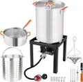 Propane Outdoor Turkey Fryer 30 & 10 Quart Aluminum Seafood Boiler Steamer Kit E540