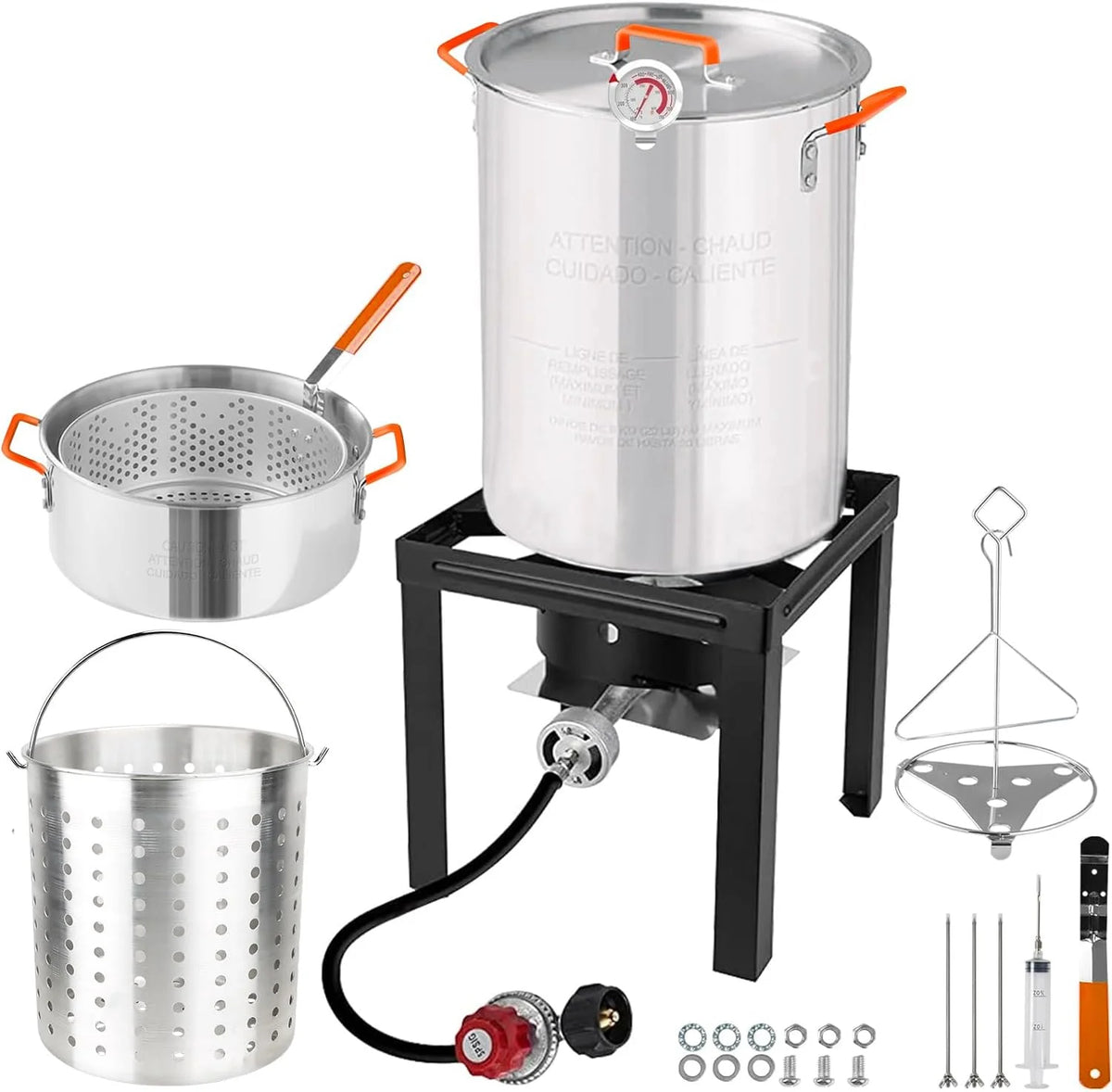 Propane Outdoor Turkey Fryer 30 & 10 Quart Aluminum Seafood Boiler Steamer Kit E540