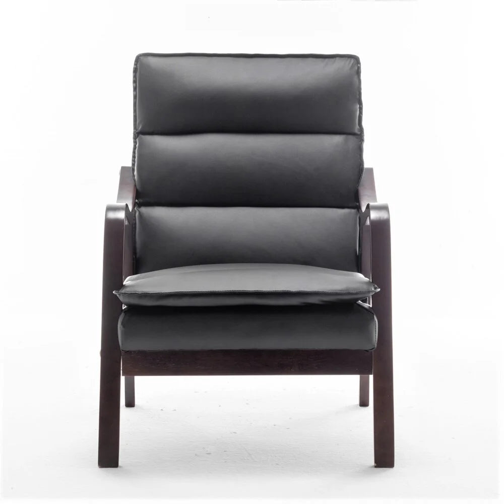 24.8" Wide Mid-Century Modern Faux Leather Armchair N44636