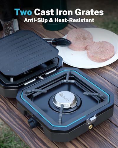 2 Burner Propane Camping Stove with Griddle & Grates Q971