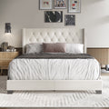 Blue Linen Upholstered Wingback Bed G67007