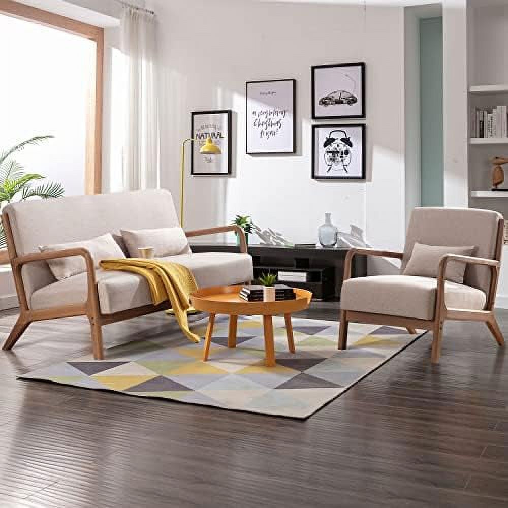 50" 2-Seater Loveseat Sofa with Wood Frame and 2 Waist Cushions G639