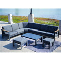 6 Piece Aluminum Outdoor Conversation Sofa Set with Waterproof Cushions, Dark Grey L8798