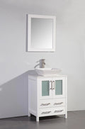 24 in. Single Sink Vanity Cabinet with Ceramic Vessel Sink & Mirror White Z517