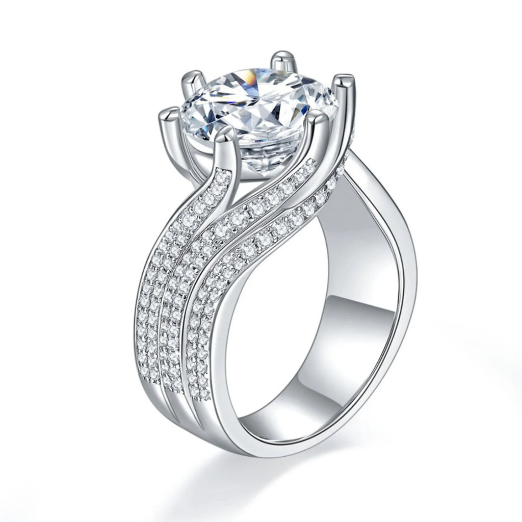 3ct Round Cut Moissanite Engagement Ring with Certificate J6834