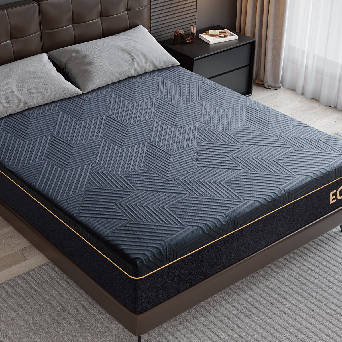 Black 12 inch Full Size Memory Foam Mattress Y76902