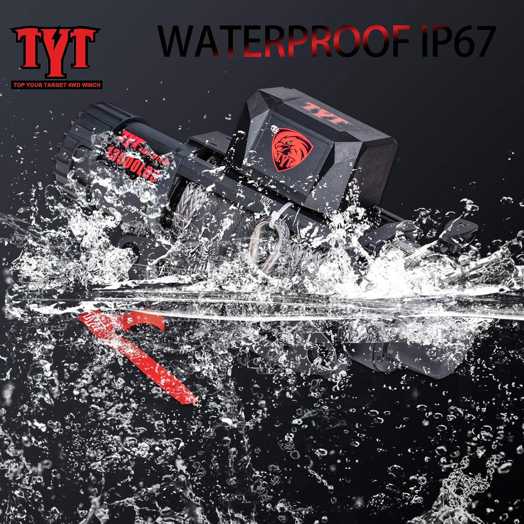 13000 lb. Waterproof Electric Winch with Synthetic Rope A929